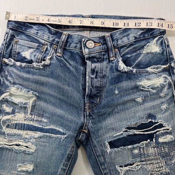 Moussy May Ripped & Repaired Tapered Jeans Japanese Denim Baggy Size 26 - Picture 8 of 12